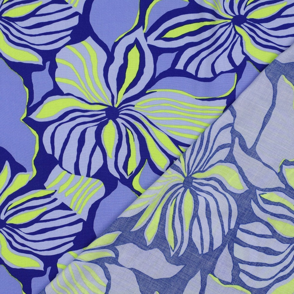 Viskose Lenzing Ecovero Flowers cobalt lime