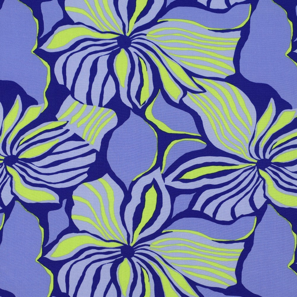 Viskose Lenzing Ecovero Flowers cobalt lime