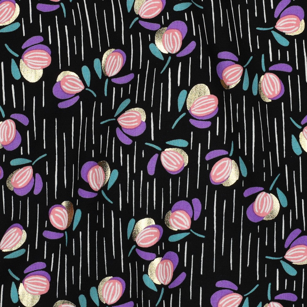 Viskose Bluse Foil Flowers schwarz