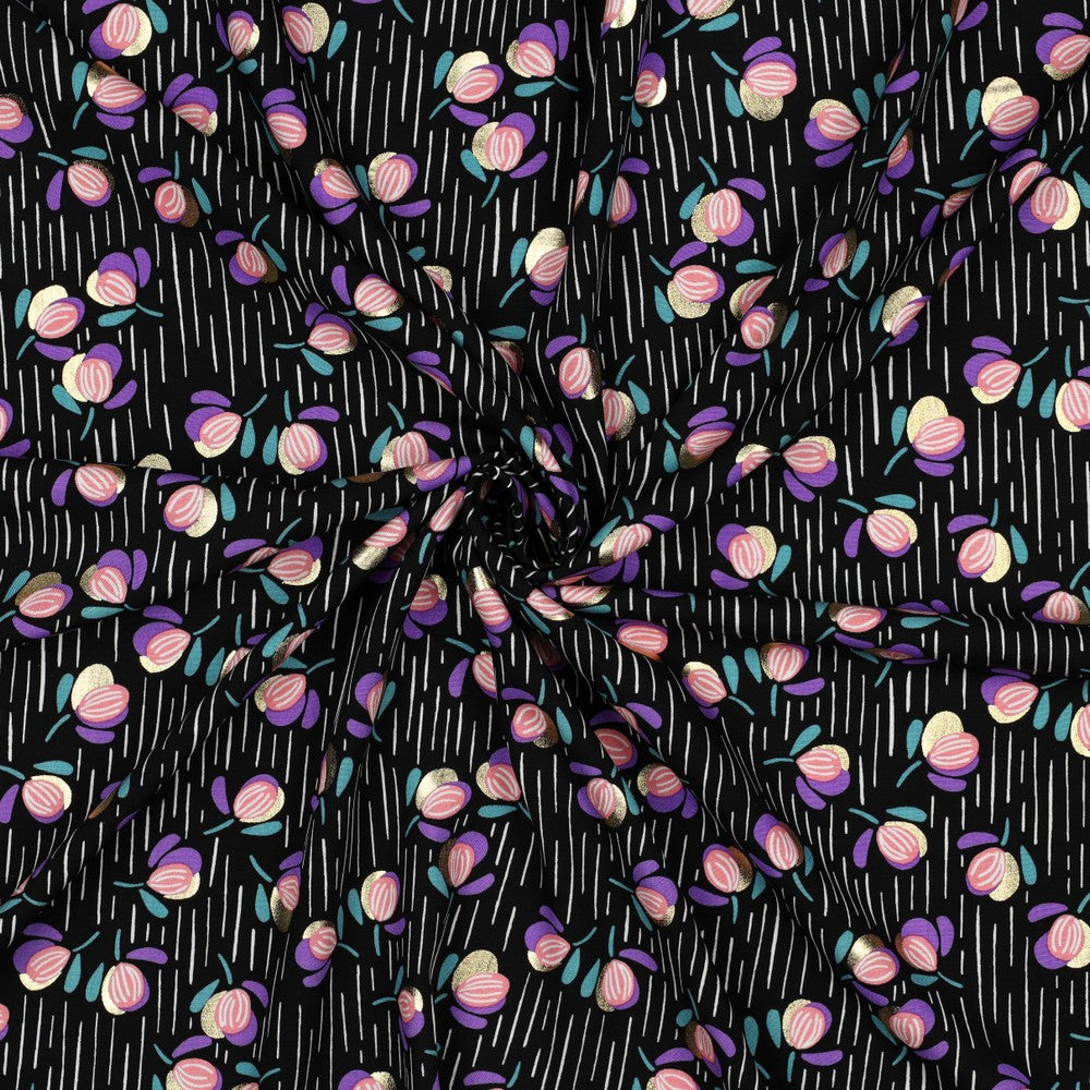 Viskose Bluse Foil Flowers schwarz