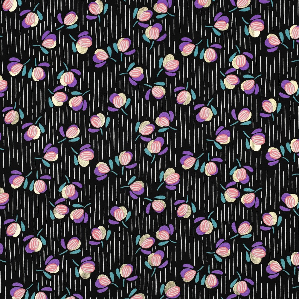Viskose Bluse Foil Flowers schwarz