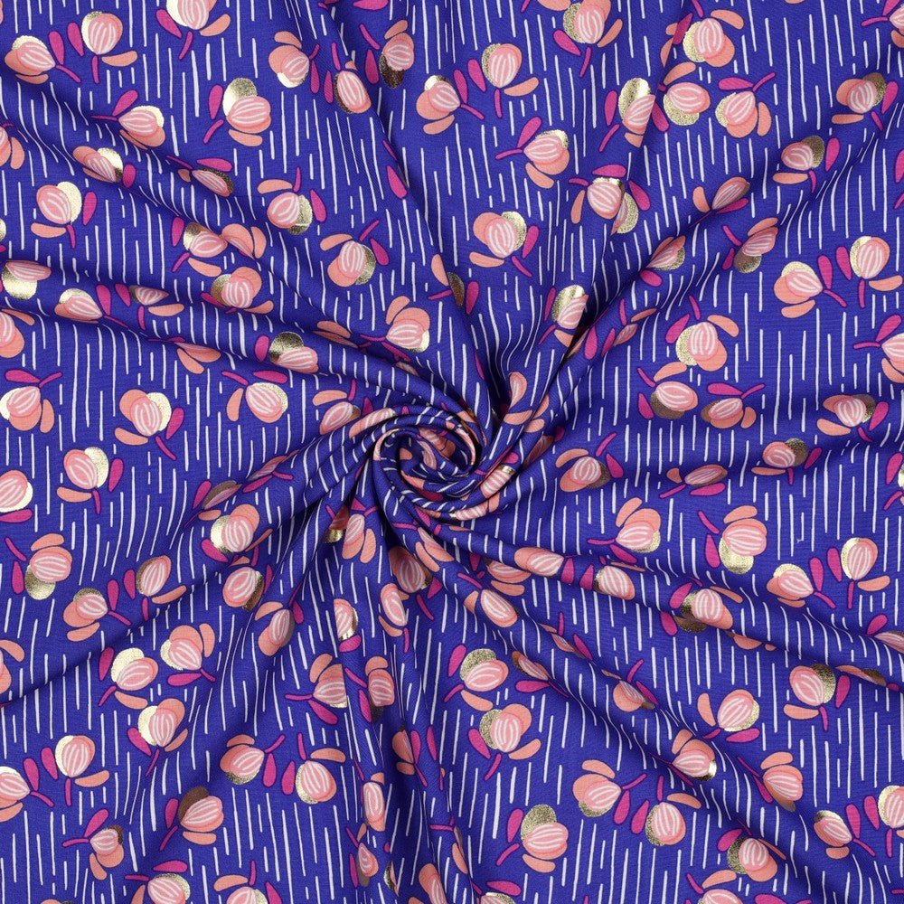 Viskose Bluse Foil Flowers cobaltblau