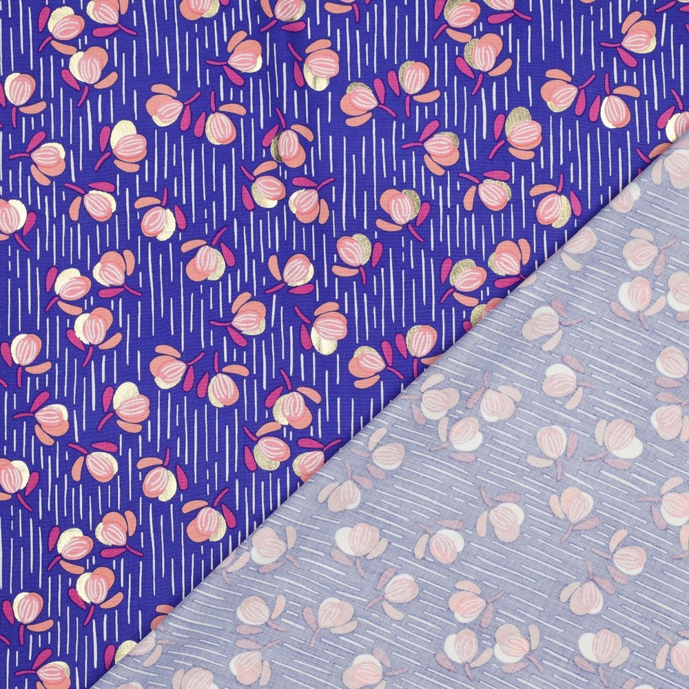 Viskose Bluse Foil Flowers cobaltblau