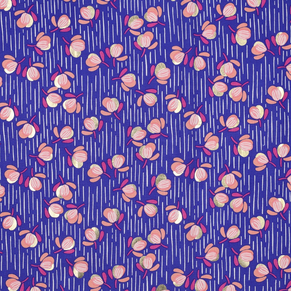Viskose Bluse Foil Flowers cobaltblau