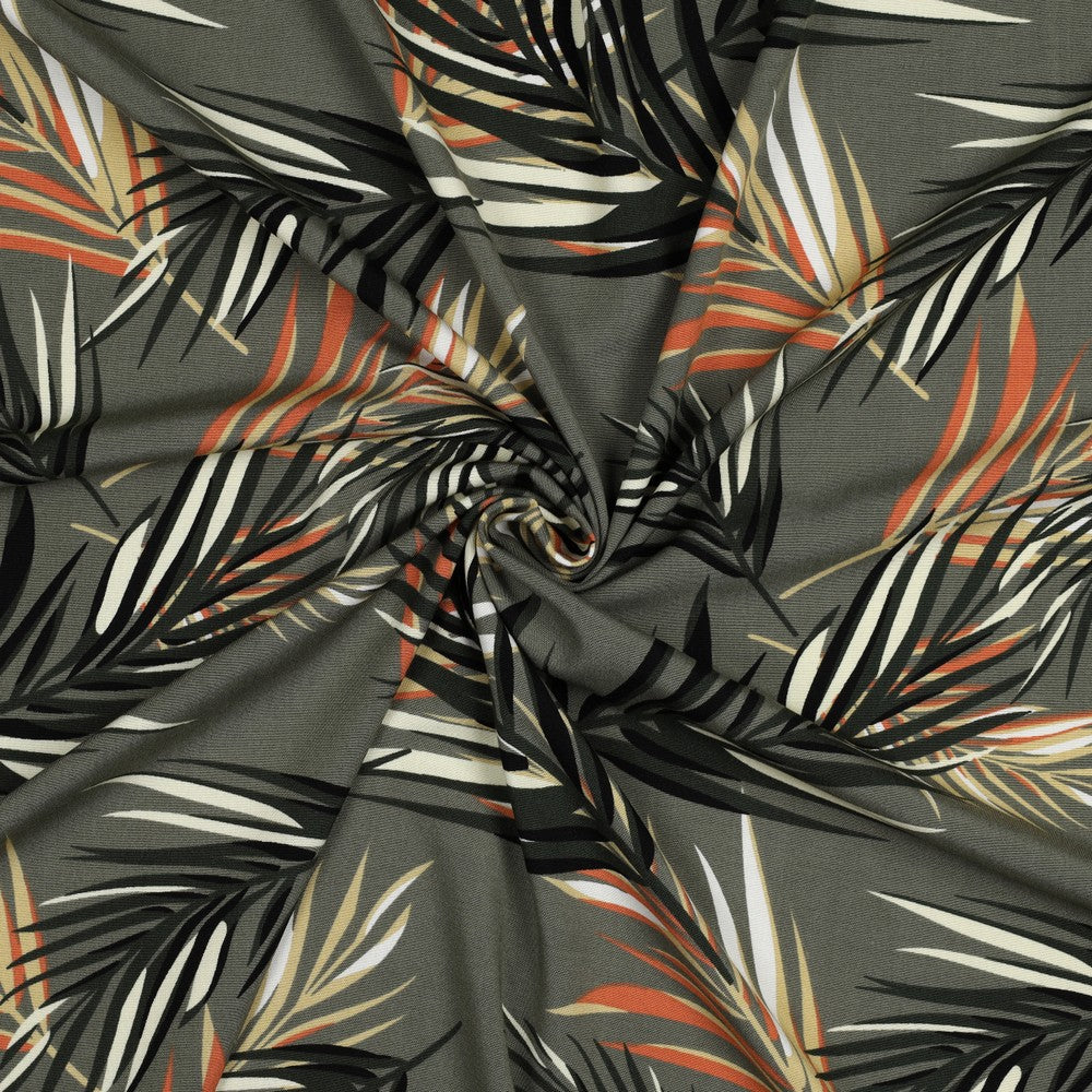 Viskose Bluse stretch digital Blätter grün