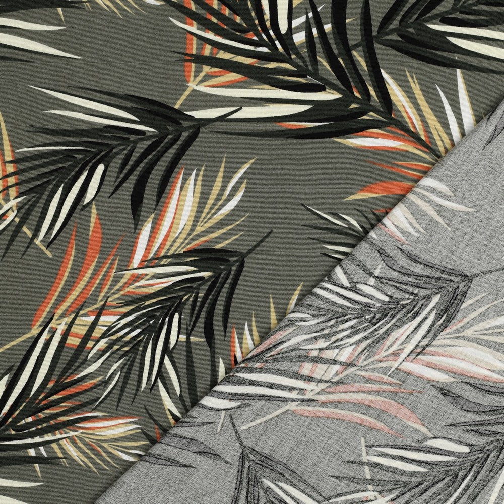 Viskose Bluse stretch digital Blätter grün