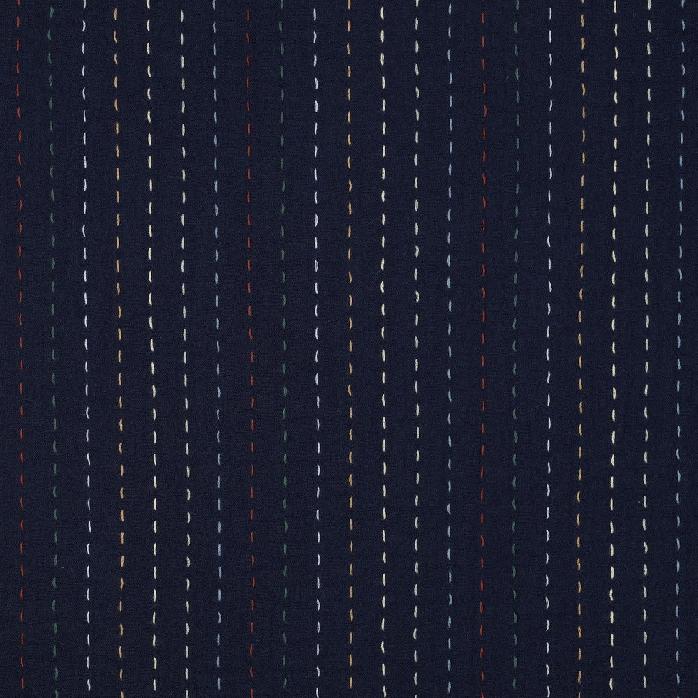 Musselin gestickte Streifen dunkelblau