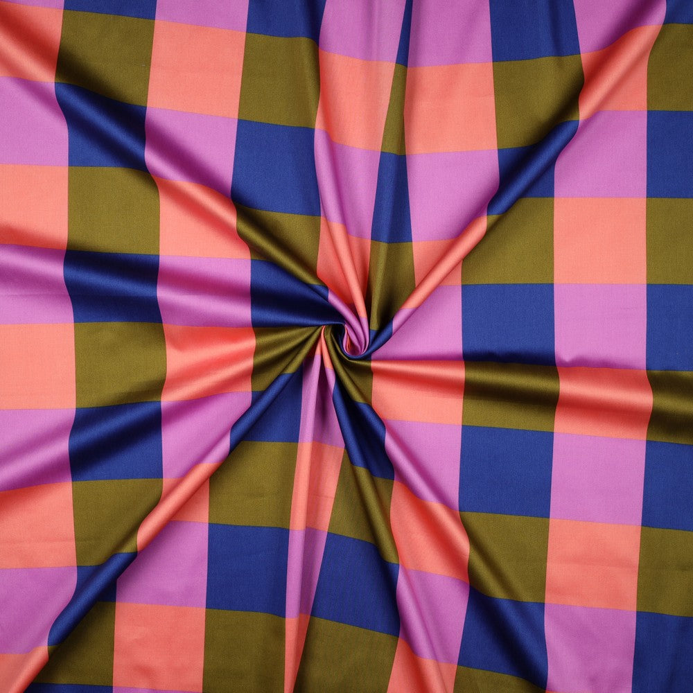 Cotton Satin Large Gingham cobalt Designer Nerida Hansen