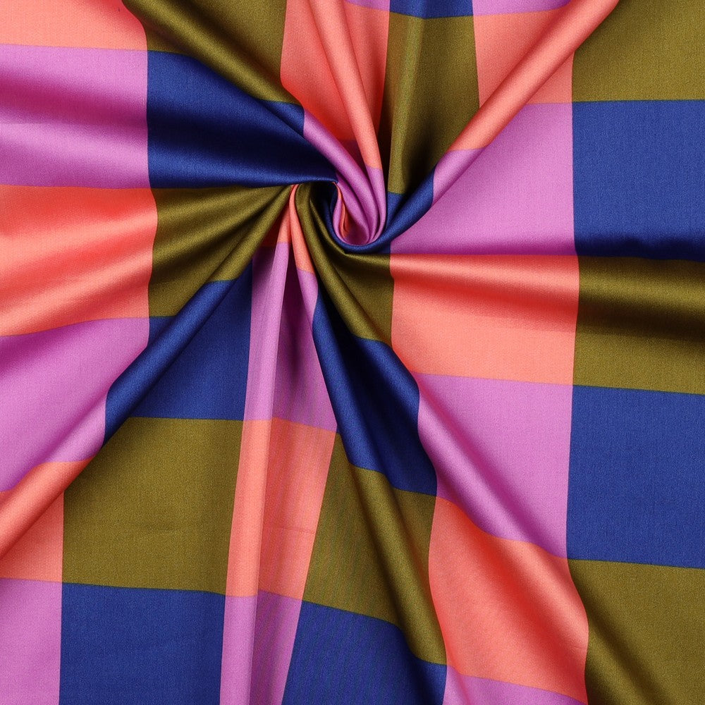 Cotton Satin Large Gingham cobalt Designer Nerida Hansen