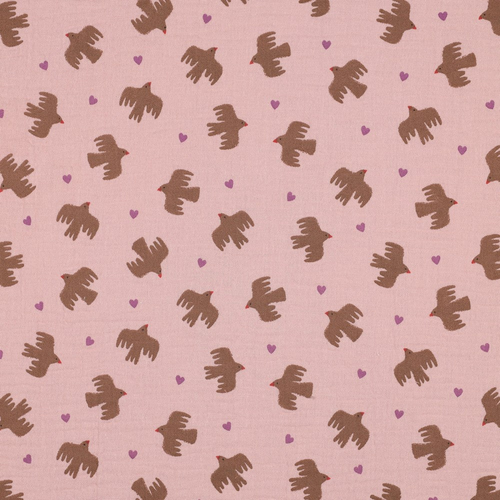 Musselin Bio Vögel soft rose