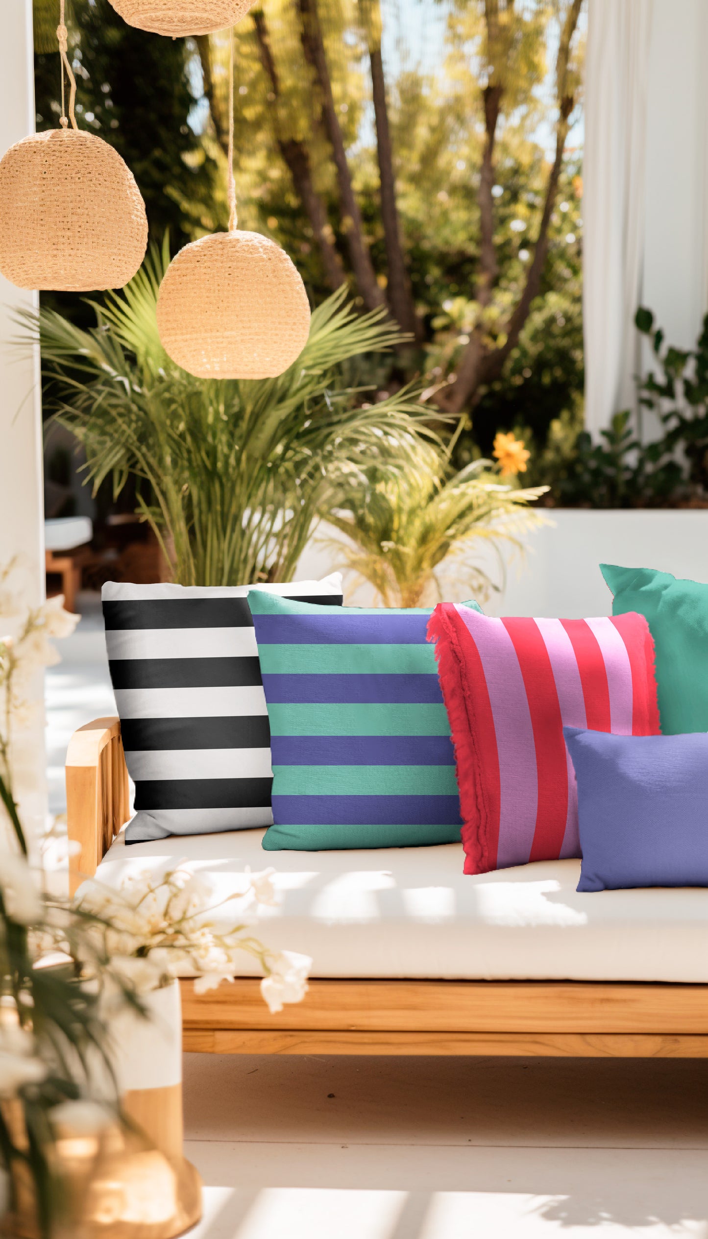 Canvas Stripes Streifen breit hellblau aubergine