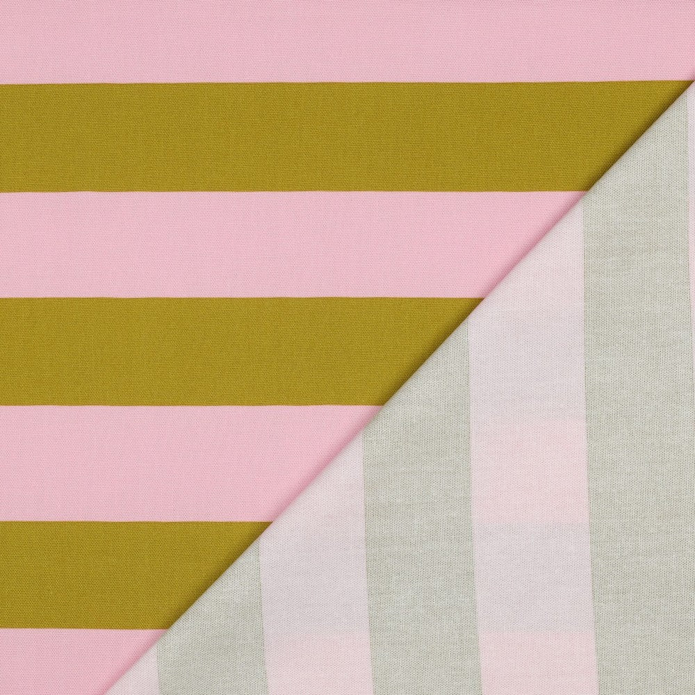 Canvas Stripes Streifen breit rosa senf