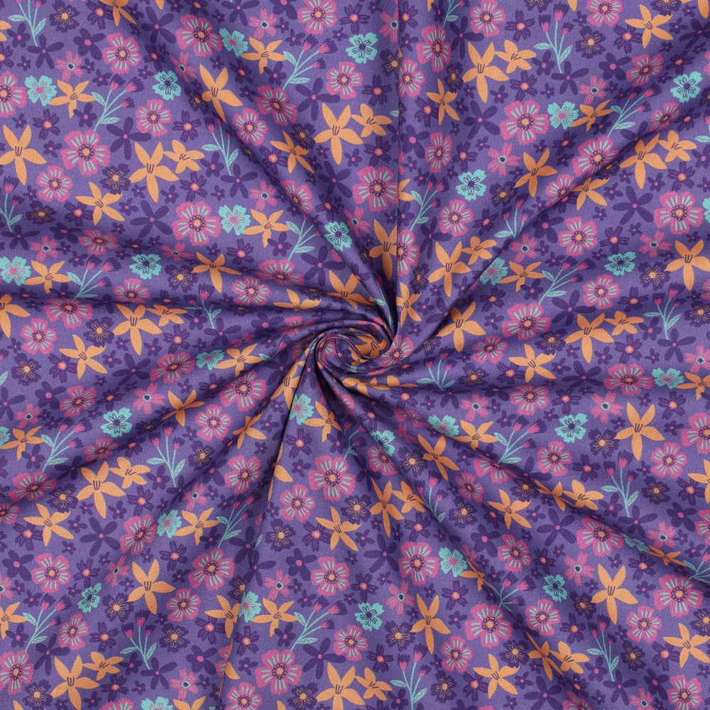 Baumwolle Kombi Flowers and Unicorns lavender