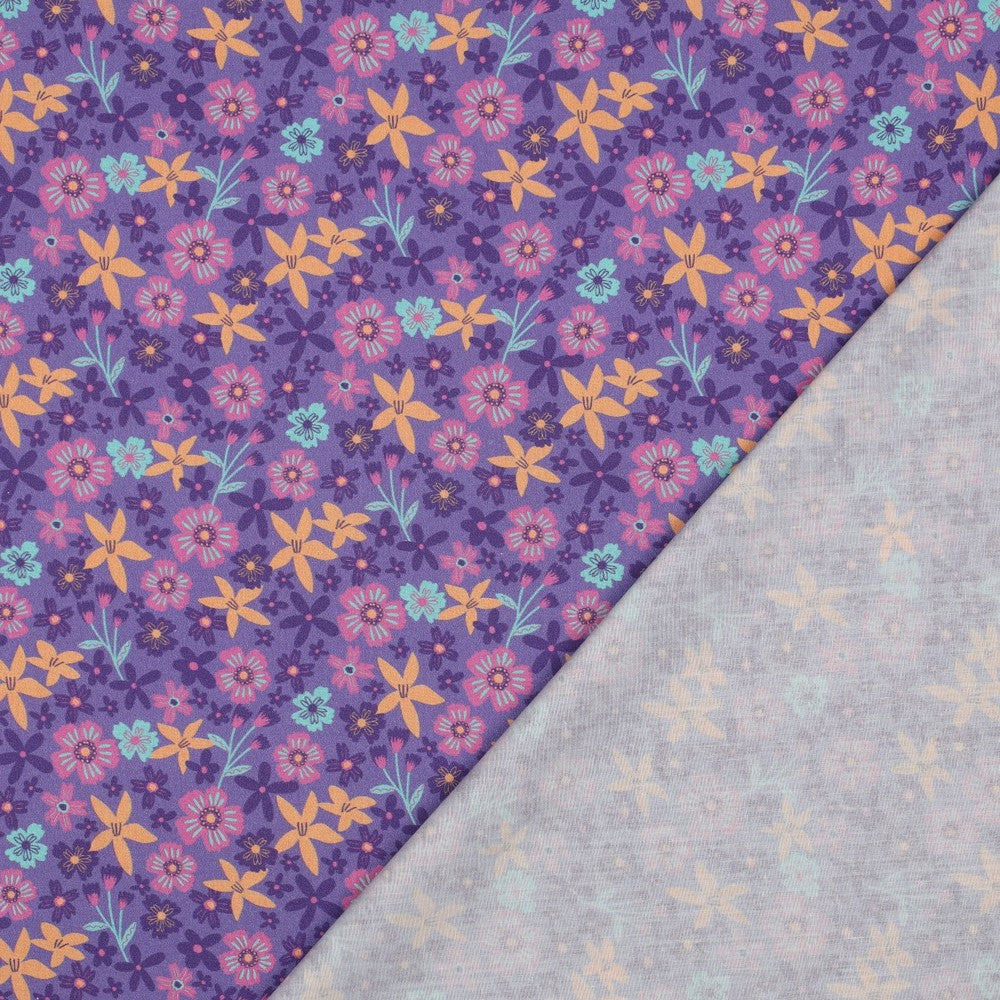 Baumwolle Kombi Flowers and Unicorns lavender