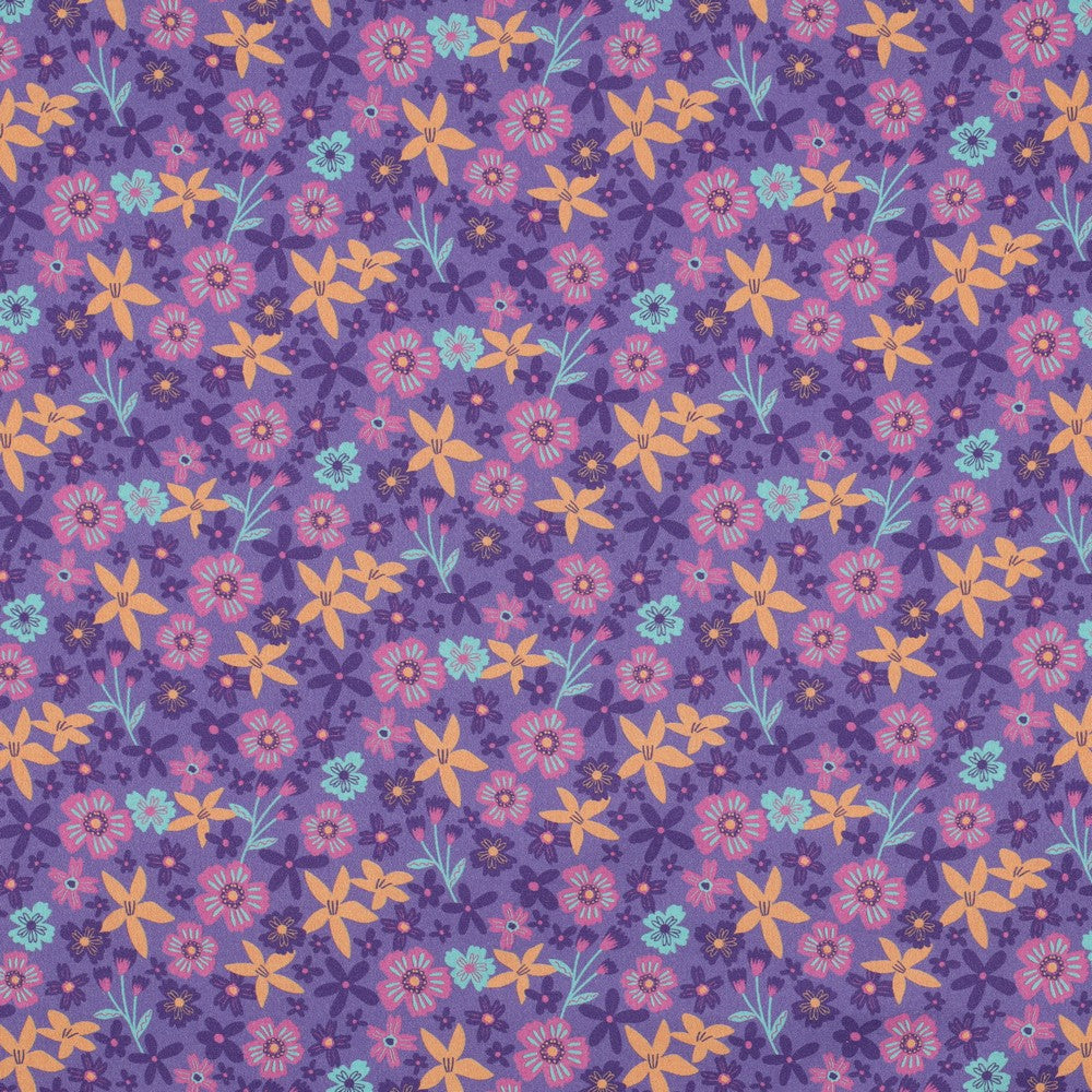 Baumwolle Kombi Flowers and Unicorns lavender
