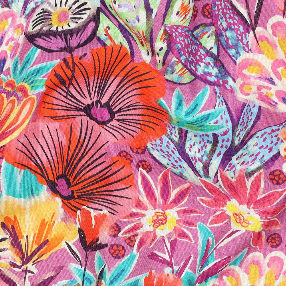 Baumwolle digital Flowers fuchsia