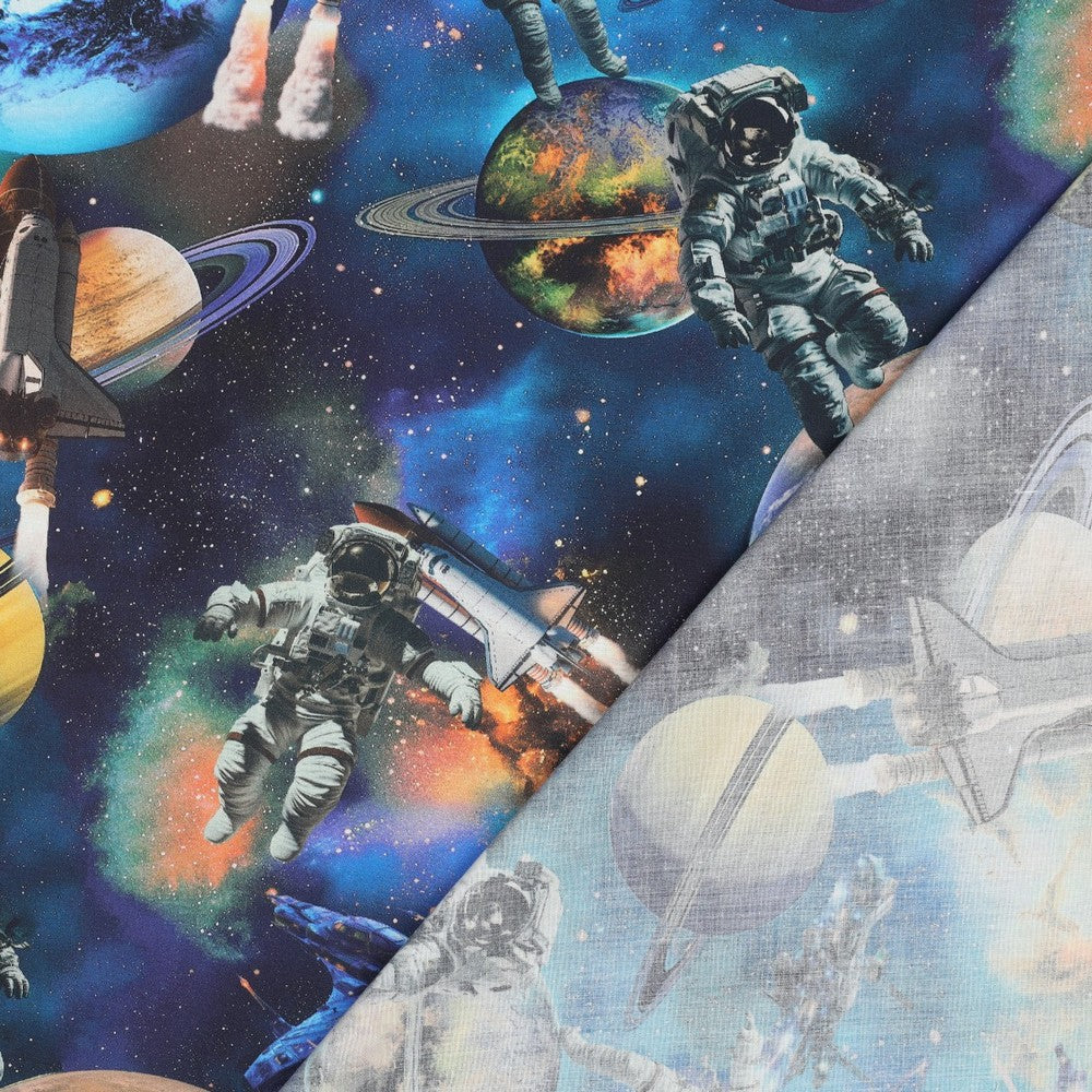 Baumwolle digital Space navy