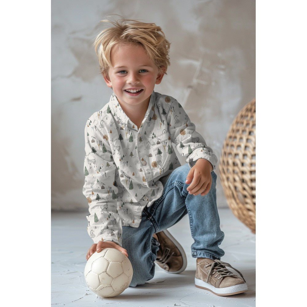 Baumwolle digital Waldtiere ecru