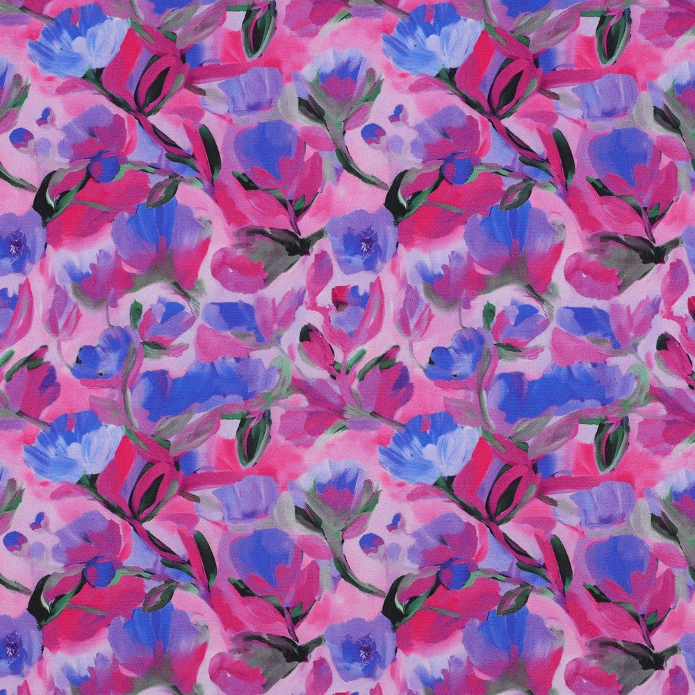 Viskose Lenzing Ecovero digital Flowers purple