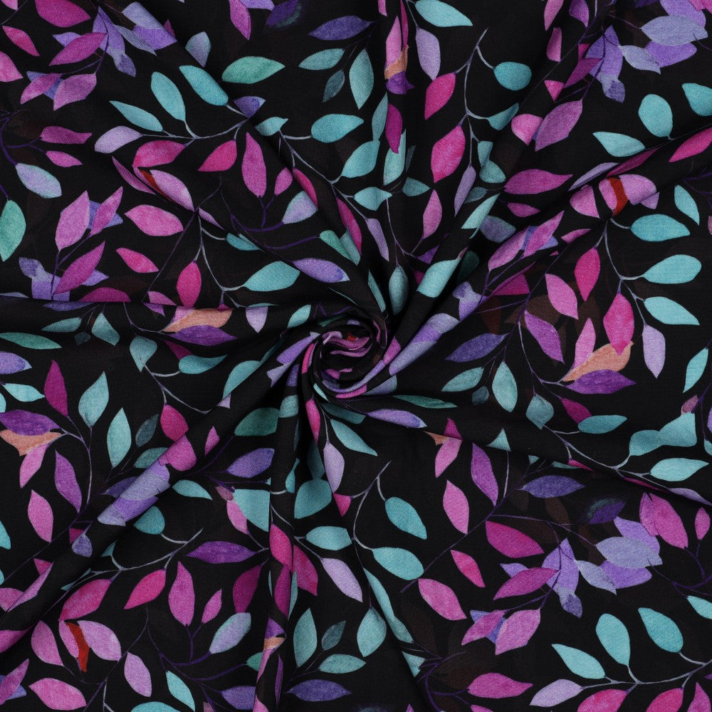 Viskose Bluse digital Leaves black