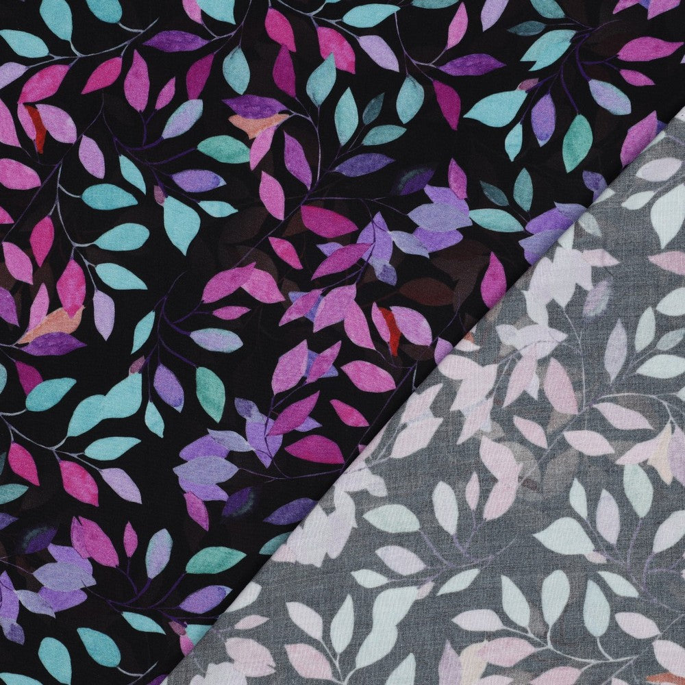 Viskose Bluse digital Leaves black