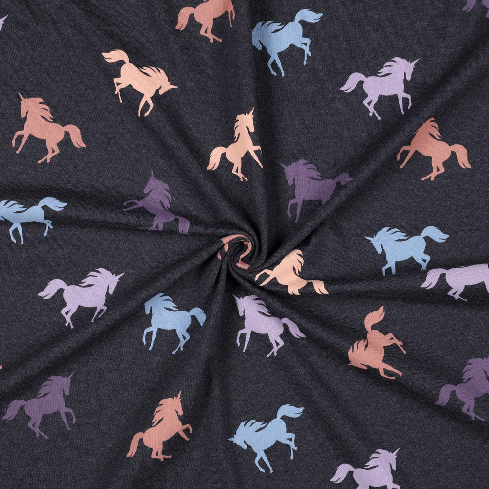 Jersey Unicorn Einhörner blau melange