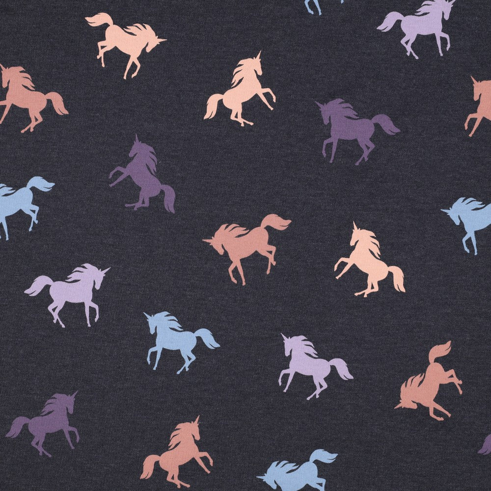 Jersey Unicorn Einhörner blau melange