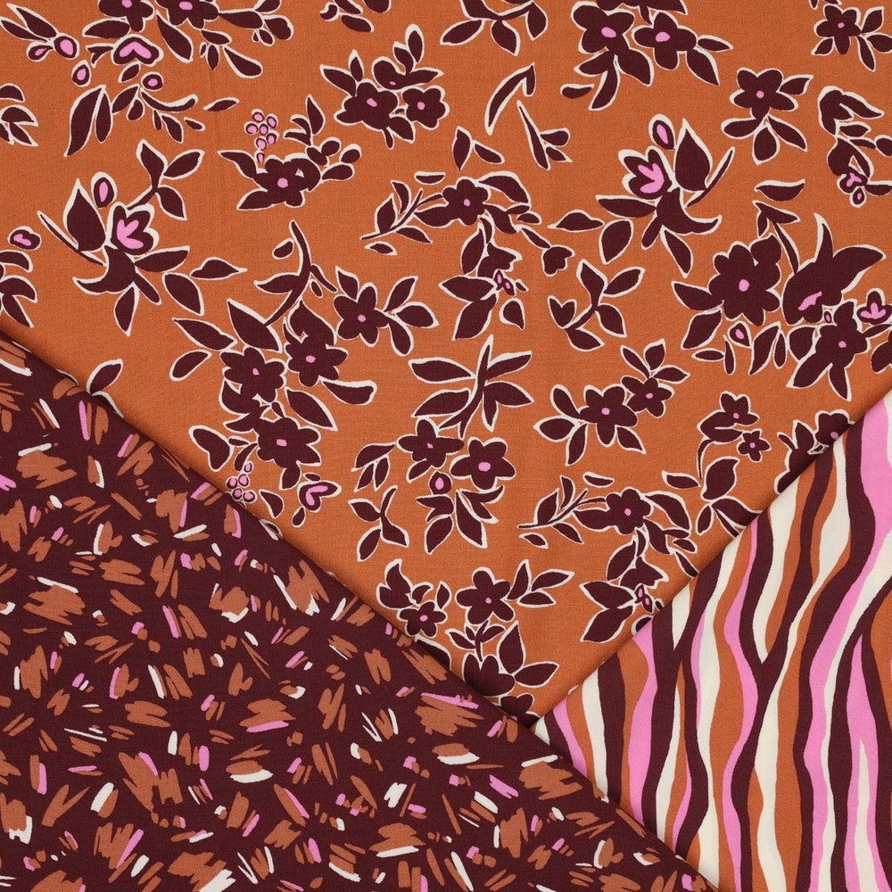 Viskose Bluse Blumen rost bordeaux Pommé