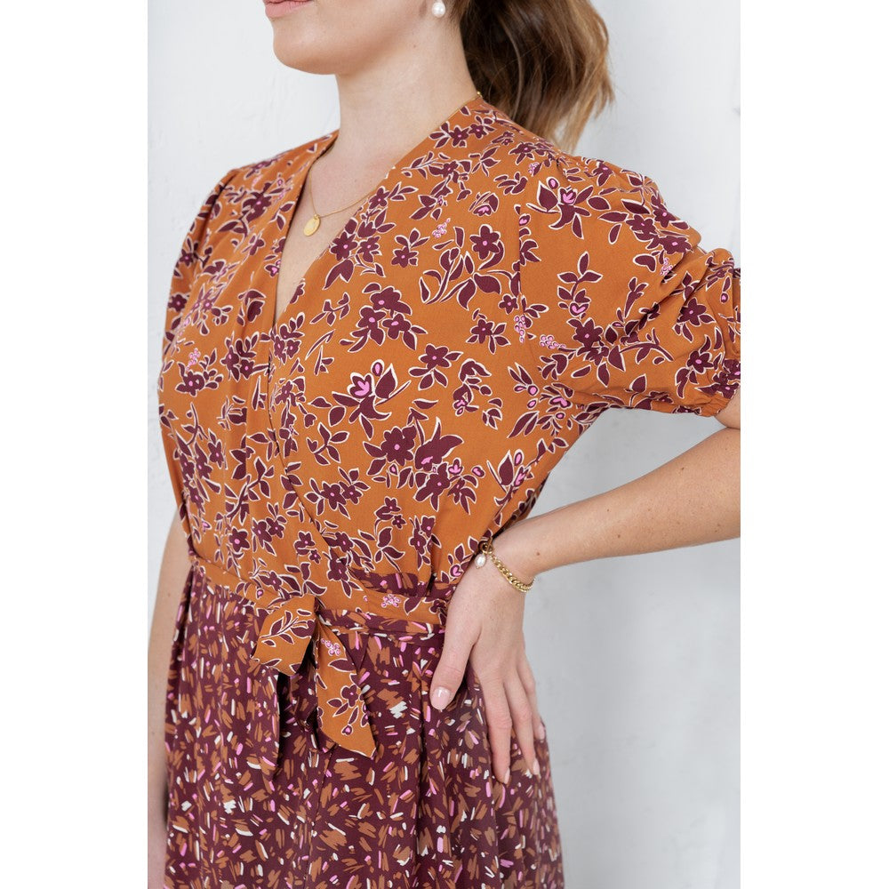 Viskose Bluse Blumen rost bordeaux Pommé