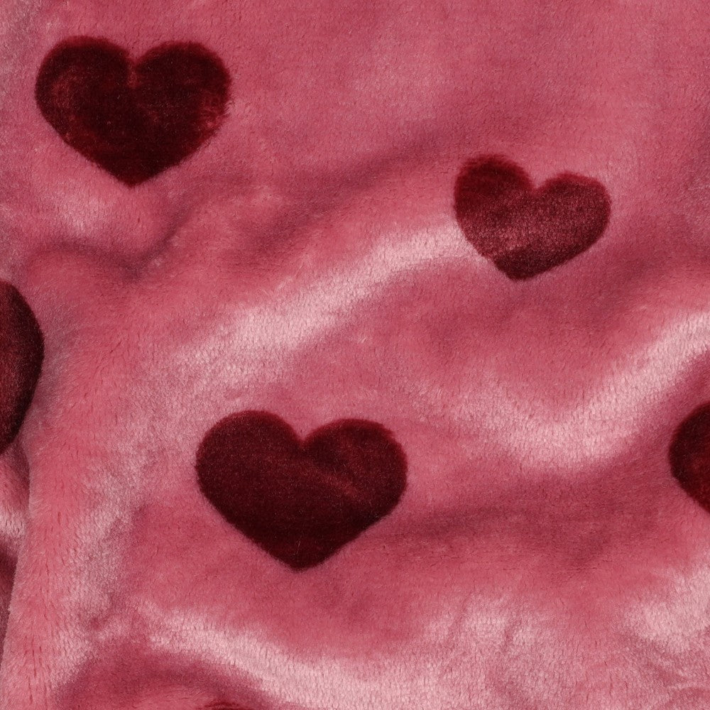 Fleece Kuschel Hearts Herzen beere