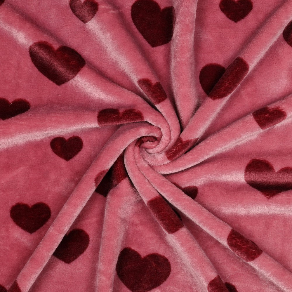 Fleece Kuschel Hearts Herzen beere