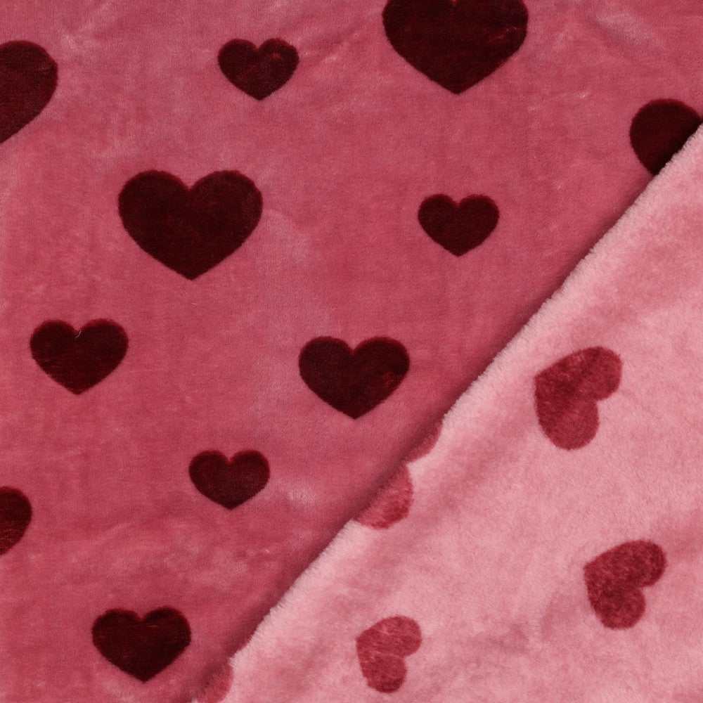 Fleece Kuschel Hearts Herzen beere