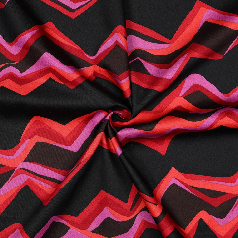 Baumwollsatin Bluse Abstract Zacken dunkelrot