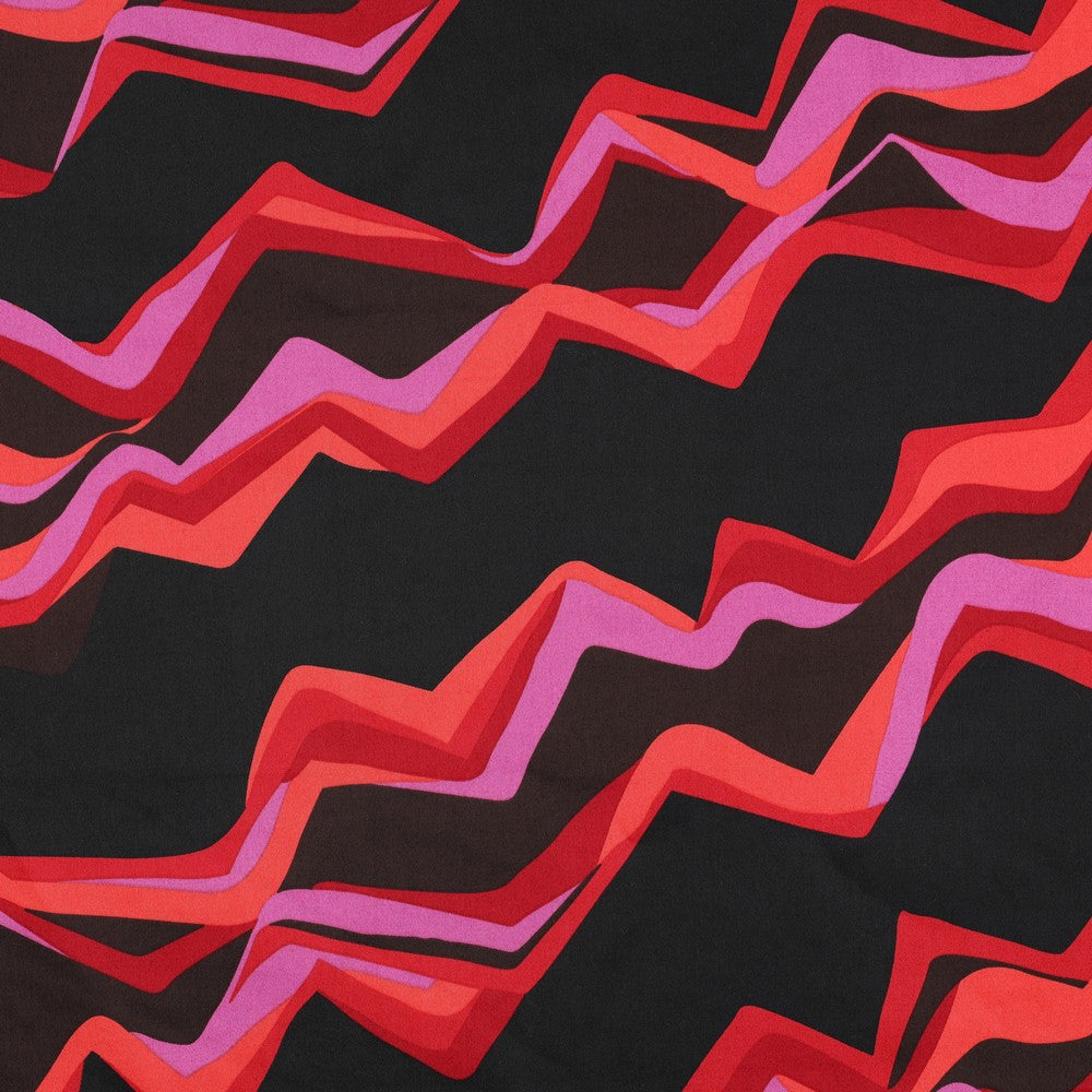Baumwollsatin Bluse Abstract Zacken dunkelrot