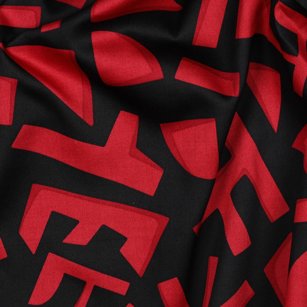 Baumwollsatin Bluse Geometric dunkelrot