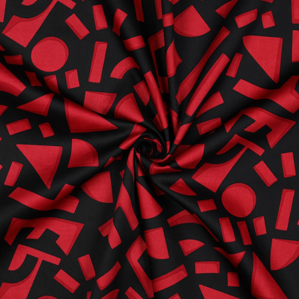 Baumwollsatin Bluse Geometric dunkelrot