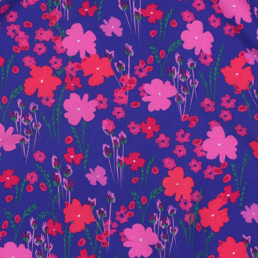 Viskose Lenzing Ecovero Flowers Cobalt pink rot