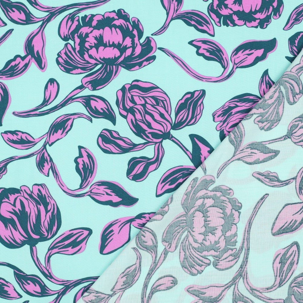 Viskose Lenzing Ecovero Flowers mint