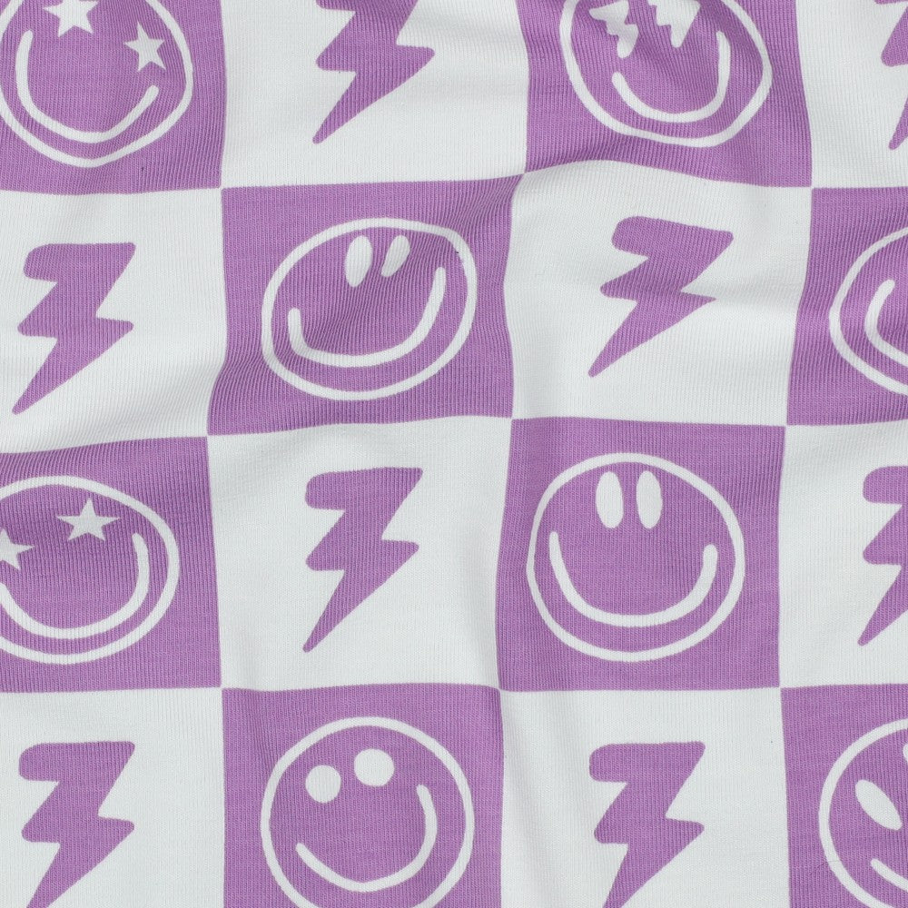 Jersey Happy Faces Smiley Kombi lavender