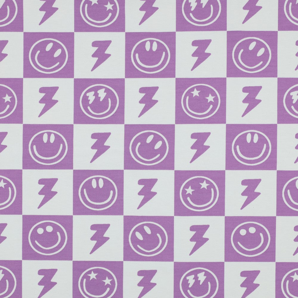 Jersey Happy Faces Smiley Kombi lavender