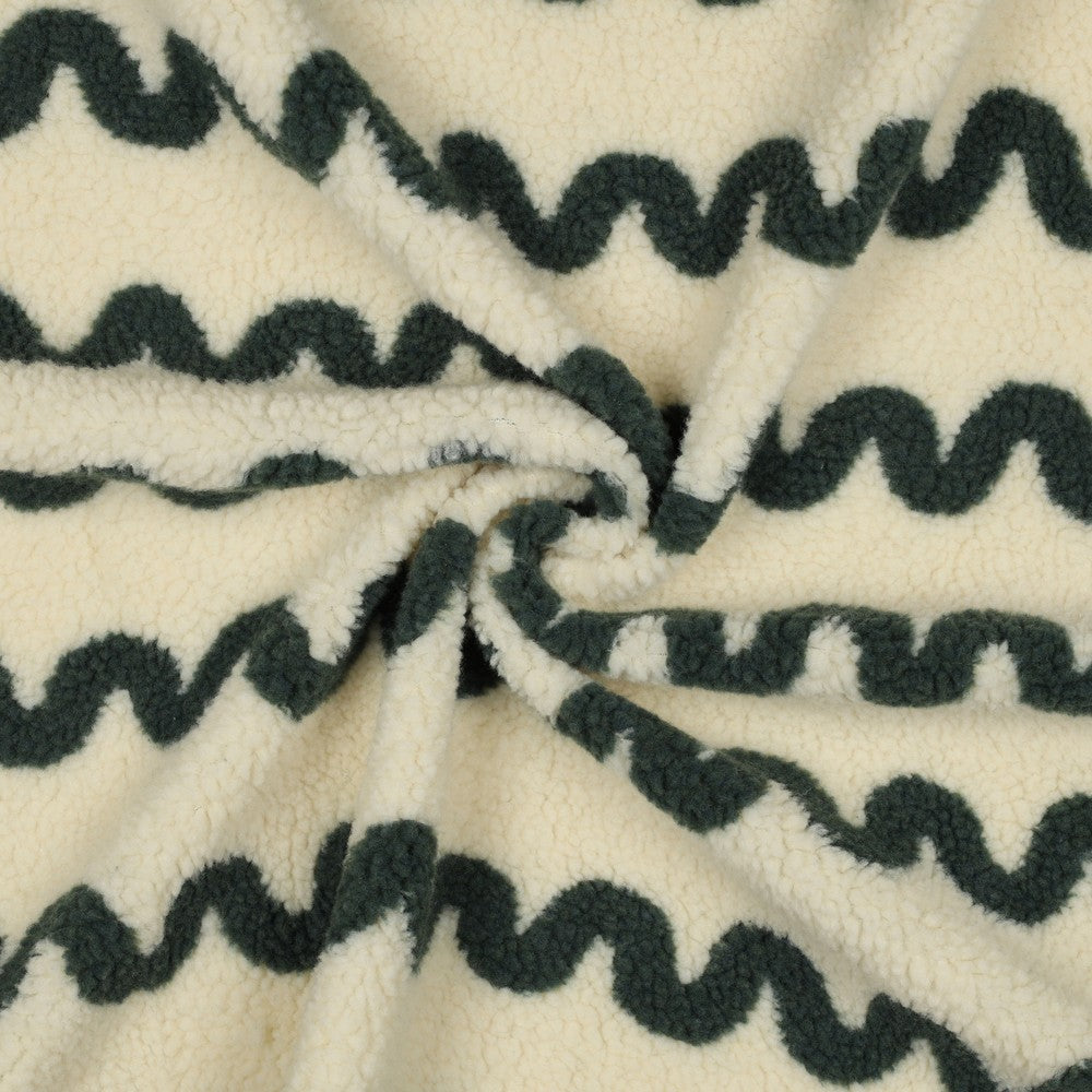 Teddystoff Jacquard Waves grün natural