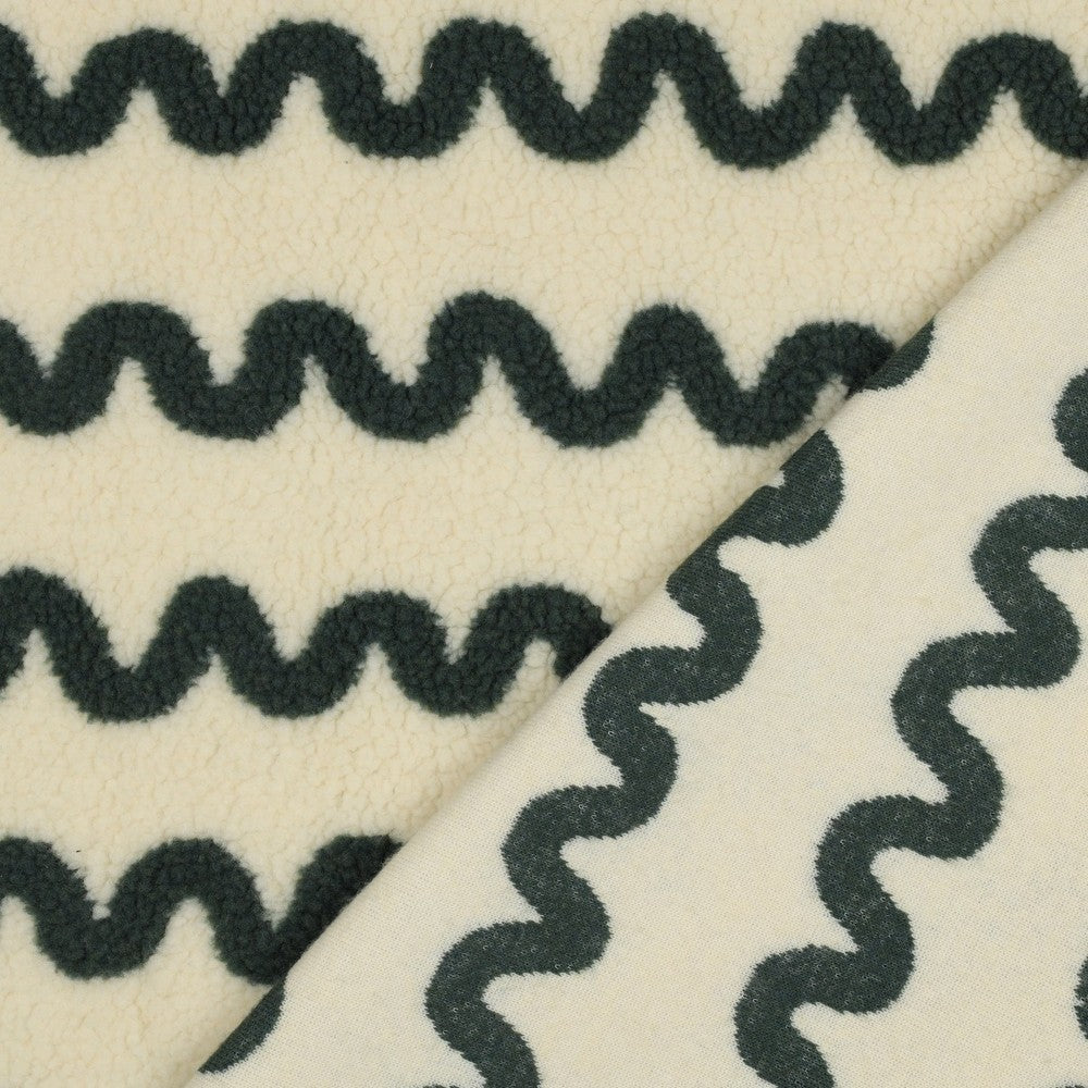 Teddystoff Jacquard Waves grün natural