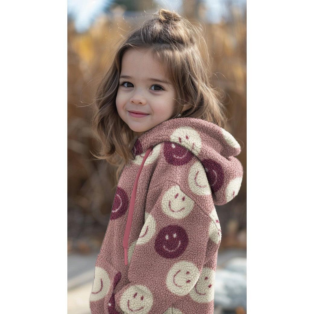 Teddystoff Jacquard Happy Faces ecru blau