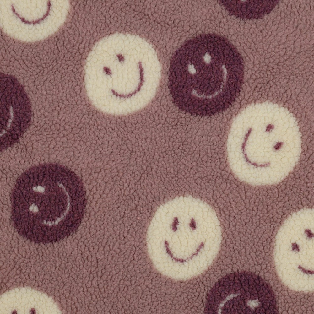 Teddystoff Jacquard Happy Faces mauve ecru