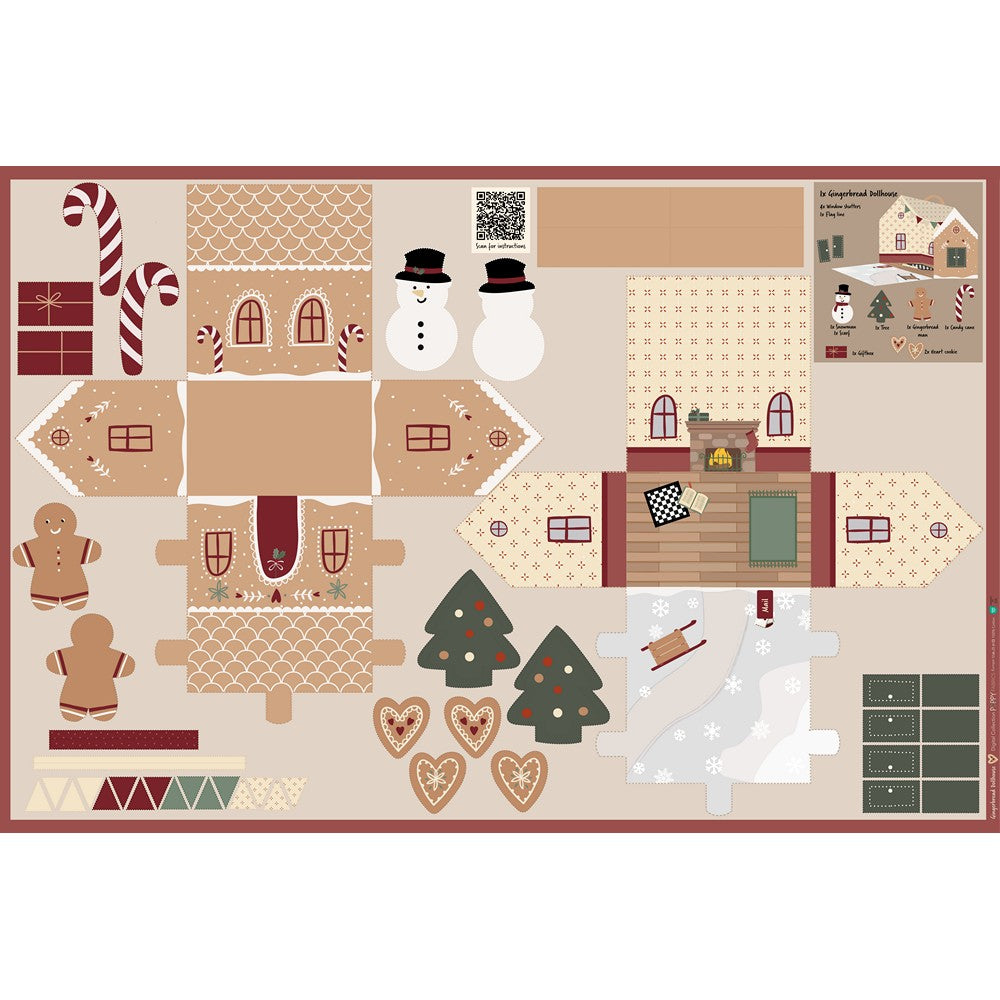 Baumwolle Weihnachten Panel Lebkuchenhaus Puppenhaus