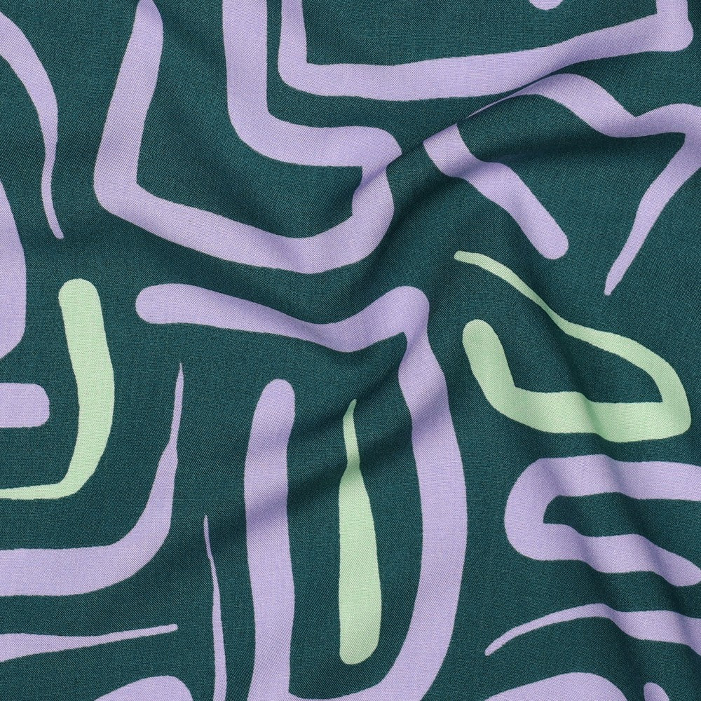 Viskose Bluse Abstract grün flieder mint