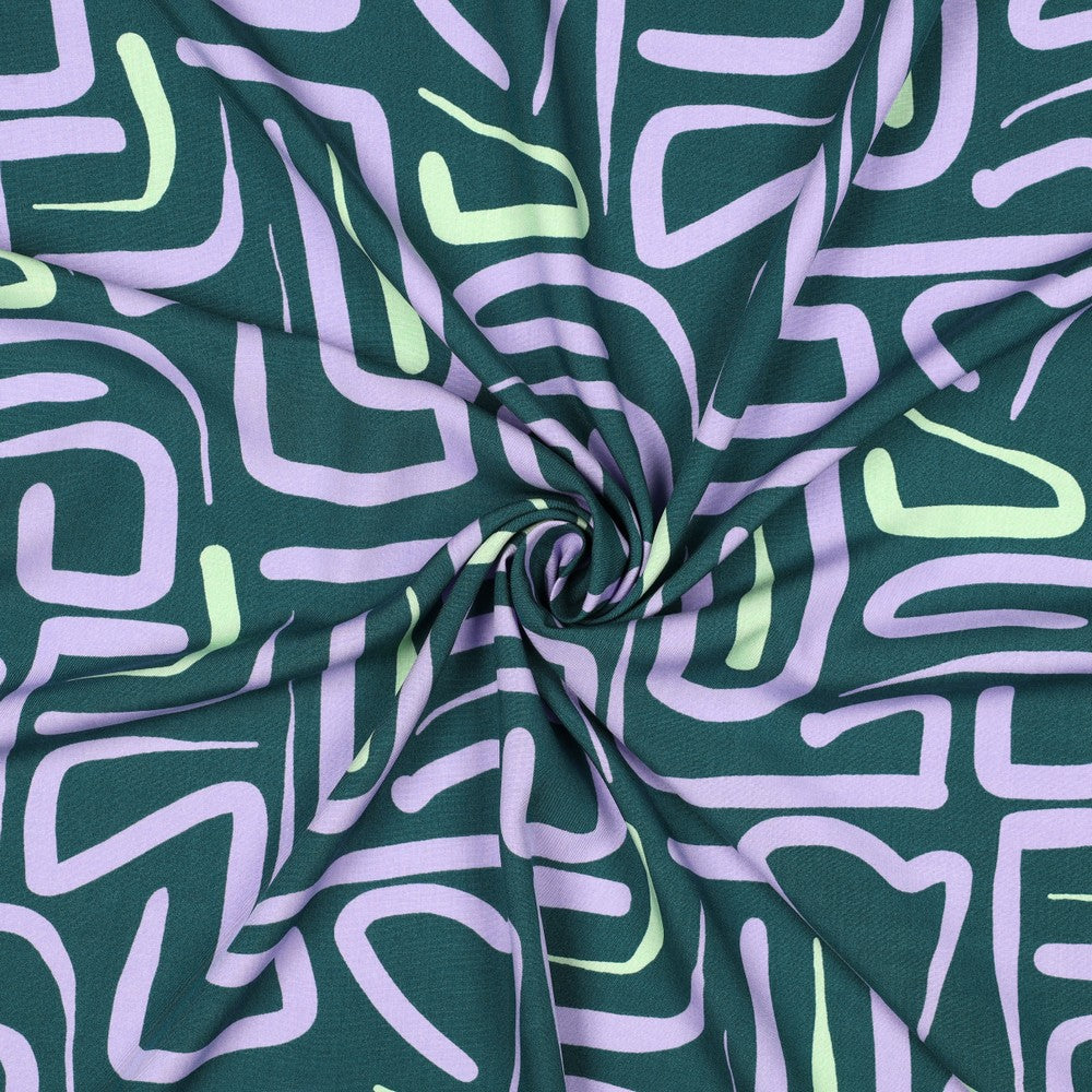 Viskose Bluse Abstract grün flieder mint