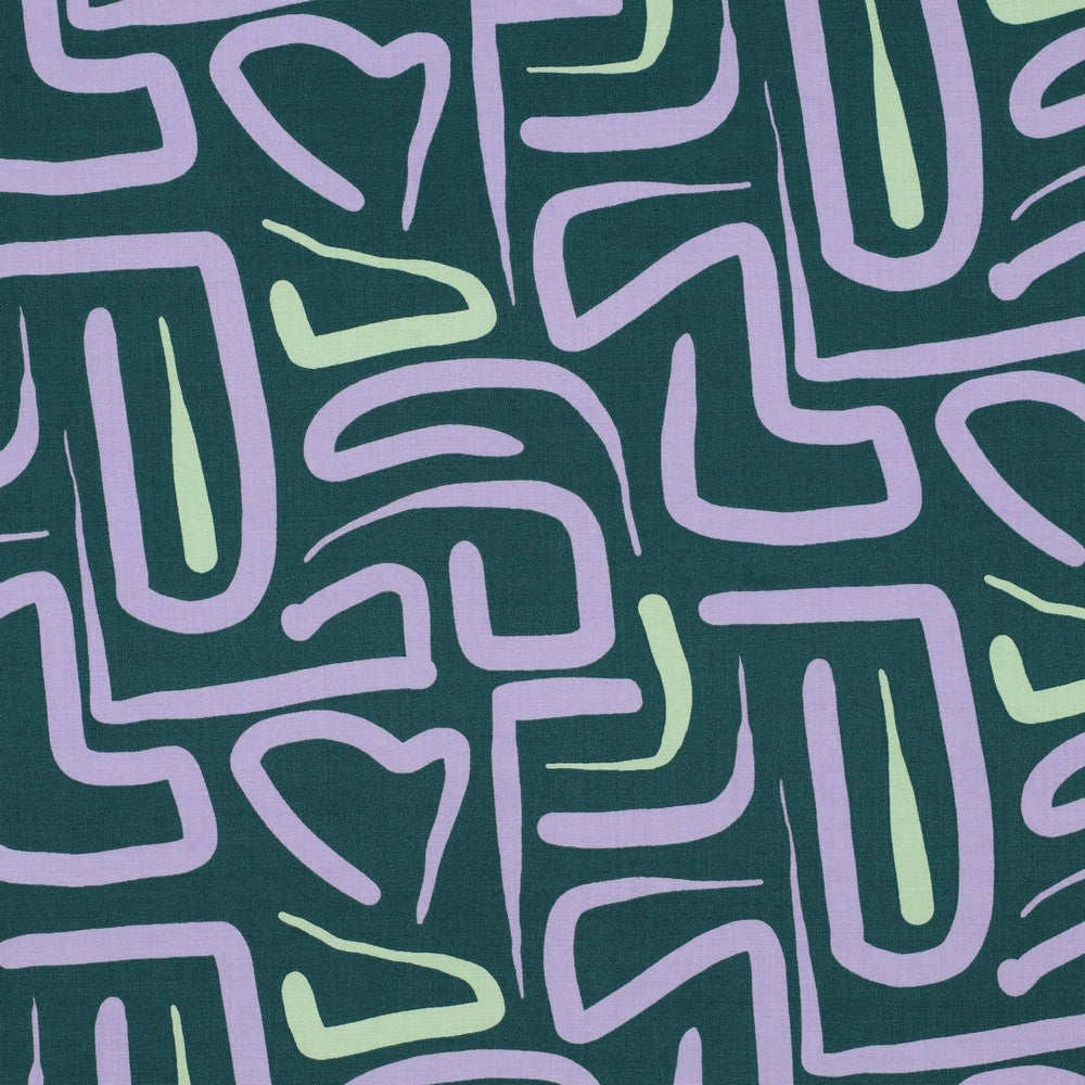 Viskose Bluse Abstract grün flieder mint
