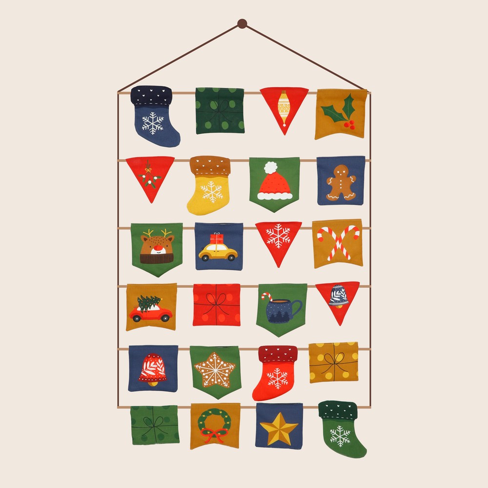 Canvas Weihnachten Panel Adventskalender navy