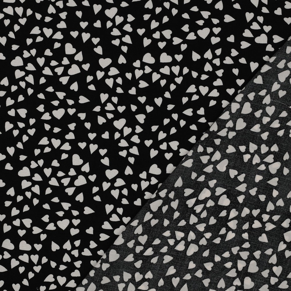 Viskose Lenzing Ecovero Hearts Herzen schwarz